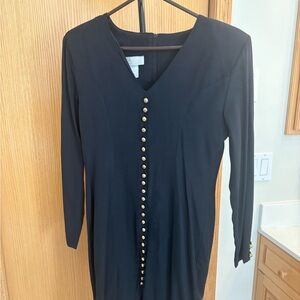 NEW VITTORIA VIRUNI Black Dress/Gold Buttons -Size 7